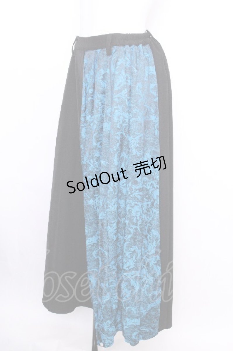 画像4: Deorart / GOTH CHINA　HAKAMA風 アシンメトリ-ワイドパンツ  黒ｘ青 S-26-09-04-060-PU-PA-AS-ZS (4)
