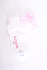 画像2: BABY,THE STARS SHINE BRIGHT / ギンガムリボントーションレースクルー丈ソックス  白ｘピンク S-26-09-04-012-BA-ZA-HR-ZS (2)