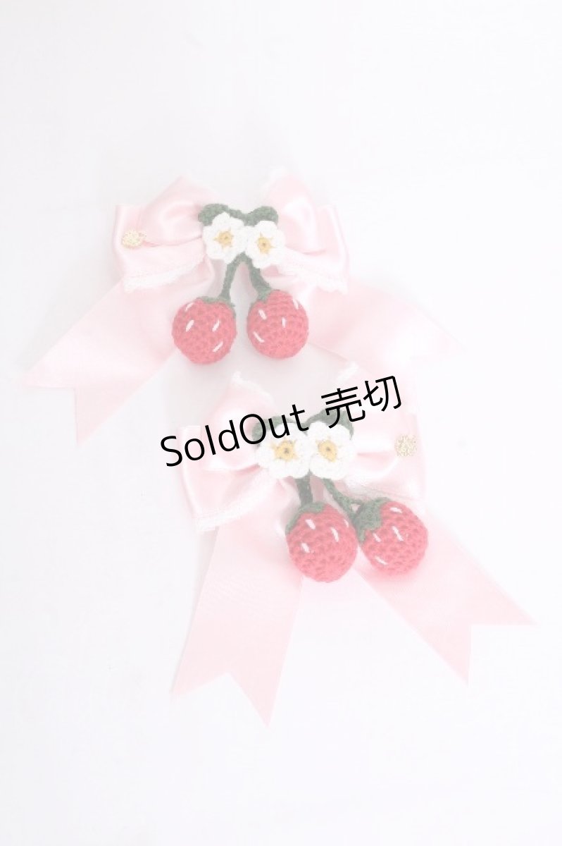 画像1: BABY,THE STARS SHINE BRIGHT / ゆらゆらいちごのサテンリボンクリップ  ピンク S-26-09-04-014-BA-AC-HR-ZS (1)