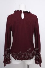 画像2: axes femme / 薔薇刺繍プチハイリブプルオーバー  ワイン S-26-09-05-026-AX-TO-HR-ZS (2)