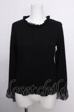 画像1: axes femme / 刺繍レース袖プチスタンドプルオーバー  黒 S-26-09-05-029-AX-TO-HR-ZS (1)