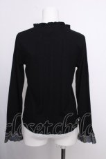 画像2: axes femme / 刺繍レース袖プチスタンドプルオーバー  黒 S-26-09-05-029-AX-TO-HR-ZS (2)