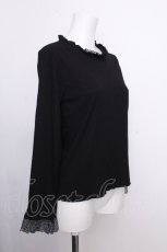 画像3: axes femme / 刺繍レース袖プチスタンドプルオーバー  黒 S-26-09-05-029-AX-TO-HR-ZS (3)