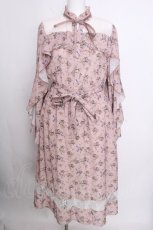 画像1: axes femme / ヨークレース小花プリントワンピース  ピンク S-26-09-05-037-AX-OP-HR-ZS (1)