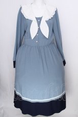 画像1: axes femme POETIQUE / バイカラーセーラーロングワンピース  ブルー S-26-09-05-040-AX-OP-HR-ZS (1)