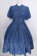画像1: axes femme / ベルト付デニムワンピース  ブルー S-26-09-05-041-AX-OP-HR-ZS (1)