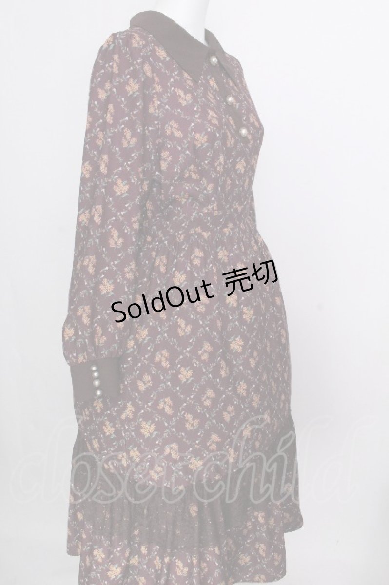 画像3: axes femme / キンモクセイ柄タイルワンピース  ワイン S-26-09-05-047-AX-OP-HR-ZS (3)