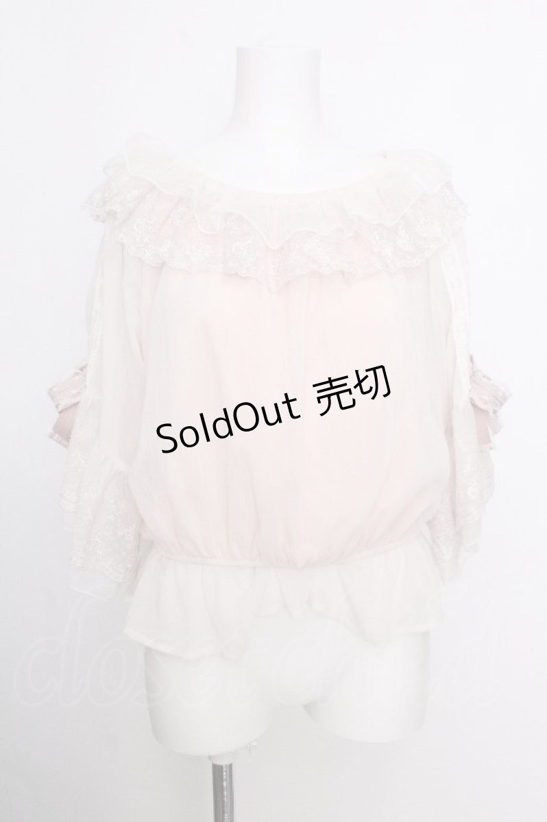 画像1: axes femme / リボン付楊柳シフォンプルオーバー  オフ S-26-09-05-014-AX-TO-HR-ZS (1)