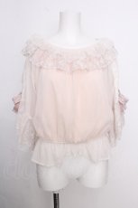 画像1: axes femme / リボン付楊柳シフォンプルオーバー  オフ S-26-09-05-014-AX-TO-HR-ZS (1)