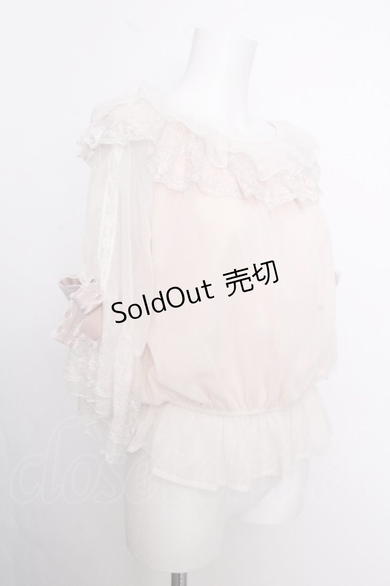 画像3: axes femme / リボン付楊柳シフォンプルオーバー  オフ S-26-09-05-014-AX-TO-HR-ZS (3)