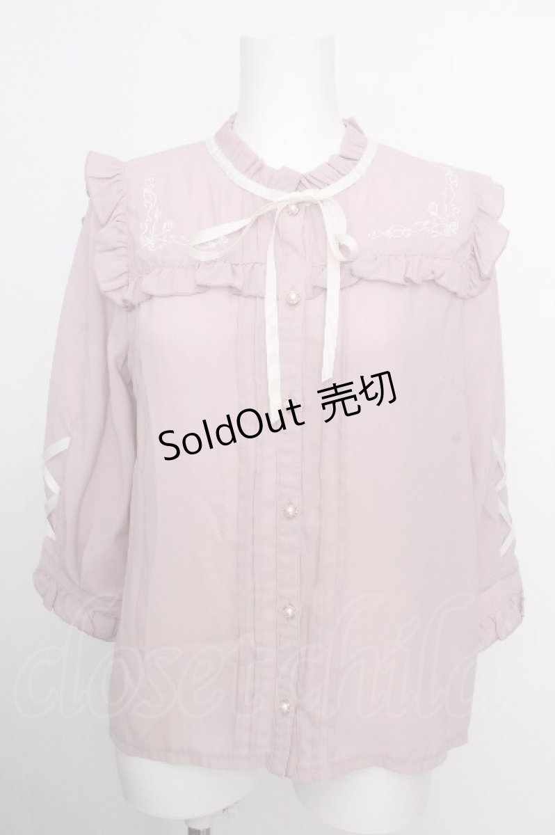 画像1: axes femme POETIQUE / ローズ刺繍レースアップブラウス  ピンク S-26-09-05-022-AX-BL-HR-ZS (1)