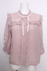 画像1: axes femme POETIQUE / ローズ刺繍レースアップブラウス  ピンク S-26-09-05-022-AX-BL-HR-ZS (1)