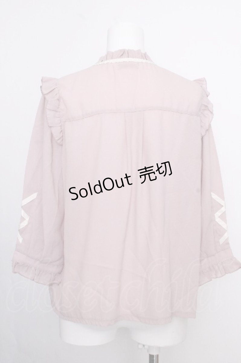 画像2: axes femme POETIQUE / ローズ刺繍レースアップブラウス  ピンク S-26-09-05-022-AX-BL-HR-ZS (2)