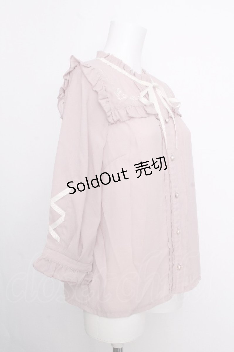 画像3: axes femme POETIQUE / ローズ刺繍レースアップブラウス  ピンク S-26-09-05-022-AX-BL-HR-ZS (3)