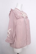 画像3: axes femme POETIQUE / ローズ刺繍レースアップブラウス  ピンク S-26-09-05-022-AX-BL-HR-ZS (3)