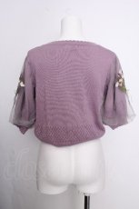 画像2: axes femme / ブーケ刺繍ショートカーデ  ラベンダー S-26-09-05-024-AX-TO-HR-ZS (2)