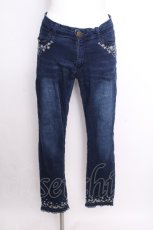 画像1: axes femme / 刺 デニム風パンツ  ブルー S-26-09-07-044-AX-BL-HR-ZS (1)