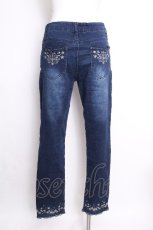 画像3: axes femme / 刺 デニム風パンツ  ブルー S-26-09-07-044-AX-BL-HR-ZS (3)
