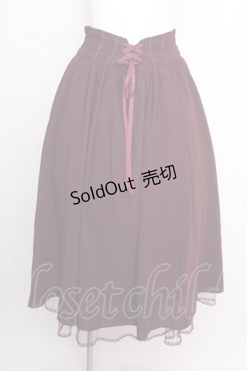 画像1: axes femme POETIQUE / バックフリルレースアップスカート  ワイン S-26-09-07-051-AX-SK-HR-ZS (1)