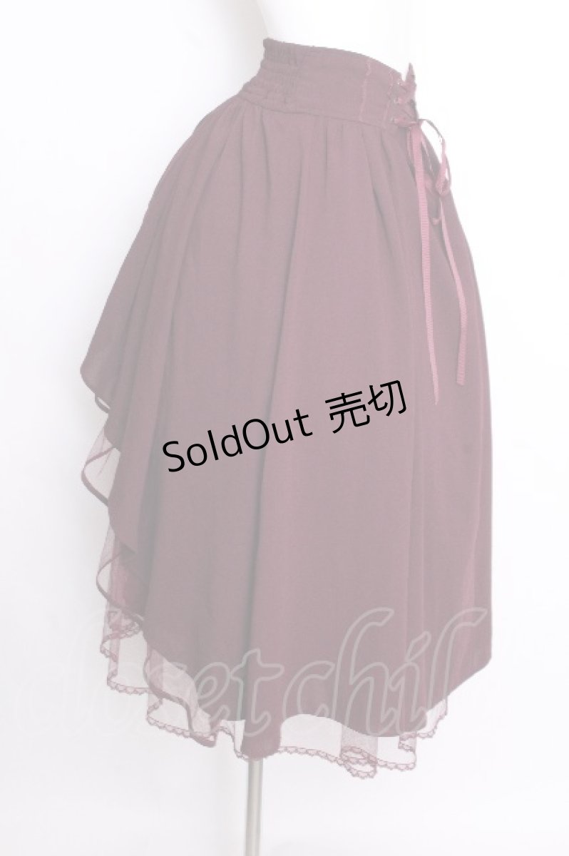 画像2: axes femme POETIQUE / バックフリルレースアップスカート  ワイン S-26-09-07-051-AX-SK-HR-ZS (2)