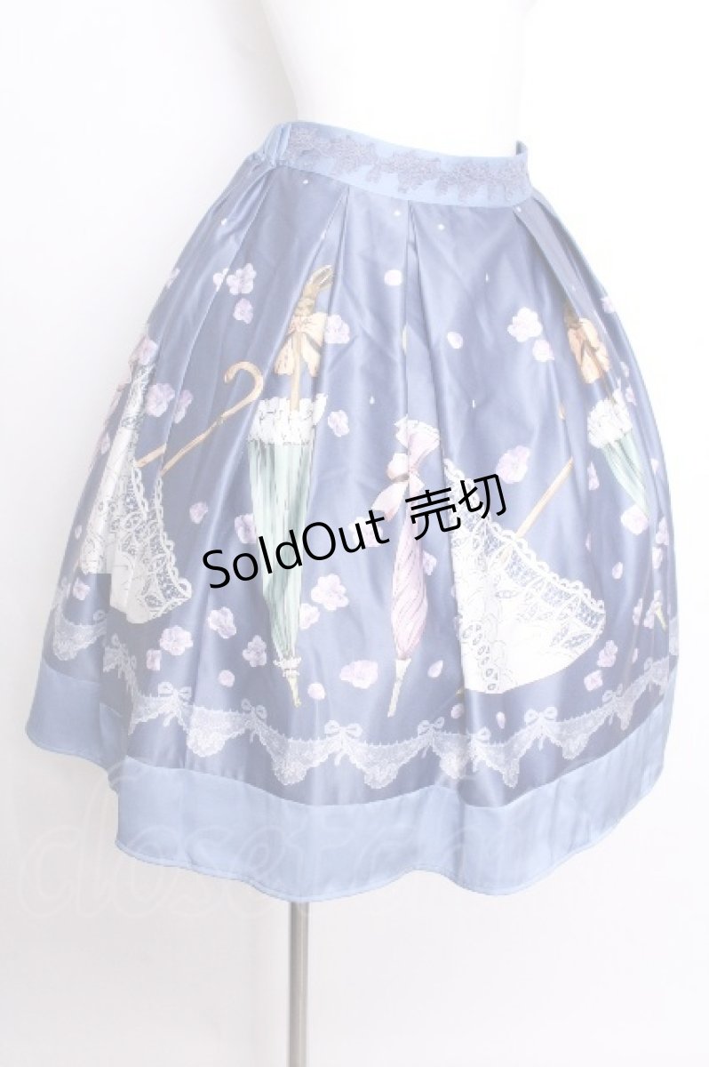 画像2: axes femme POETIQUE / レトロアンブレラタックスカート  ブルー S-26-09-07-052-AX-SK-HR-ZS (2)