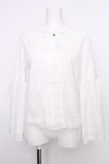 画像1: axes femme POETIQUE / リボン付レース姫袖ブラウス  白 S-26-09-07-024-AX-BL-HR-ZS (1)