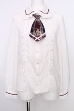 画像1: Secret Honey / ロゴ刺繍ネクタイ付ブラウス  白 S-26-09-07-025-CA-BL-HR-ZS (1)