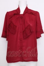 画像1: axes femme / レース使いリボンブラウス  赤 S-26-09-07-031-AX-BL-HR-ZS (1)