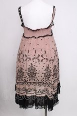 画像2: axes femme / フロッキー裾レースキャミチュニック  黒ｘベージュ S-26-09-08-035-AX-BL-HR-ZS (2)