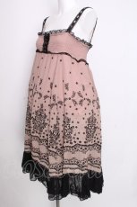 画像3: axes femme / フロッキー裾レースキャミチュニック  黒ｘベージュ S-26-09-08-035-AX-BL-HR-ZS (3)