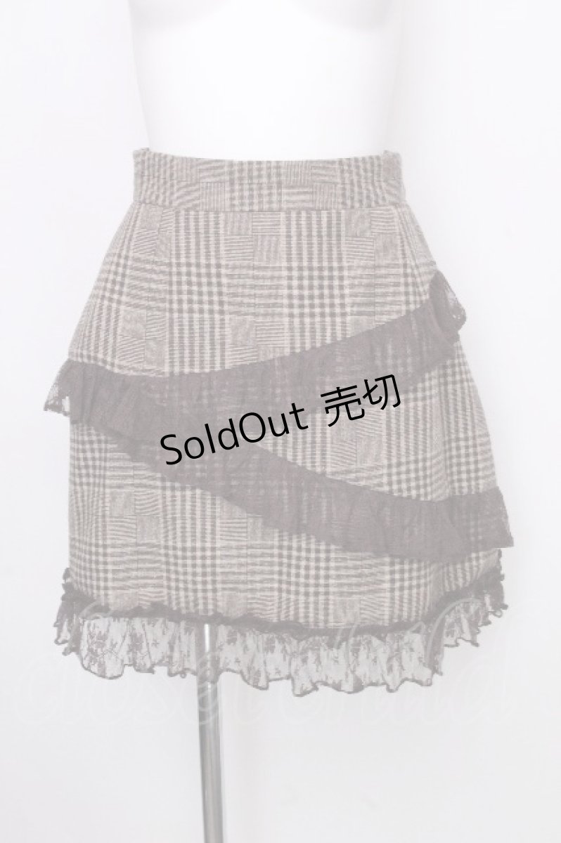 画像1: Ank Rouge / チェックレーススカート  ブラウン S-26-09-08-044-CA-SK-HR-ZS (1)