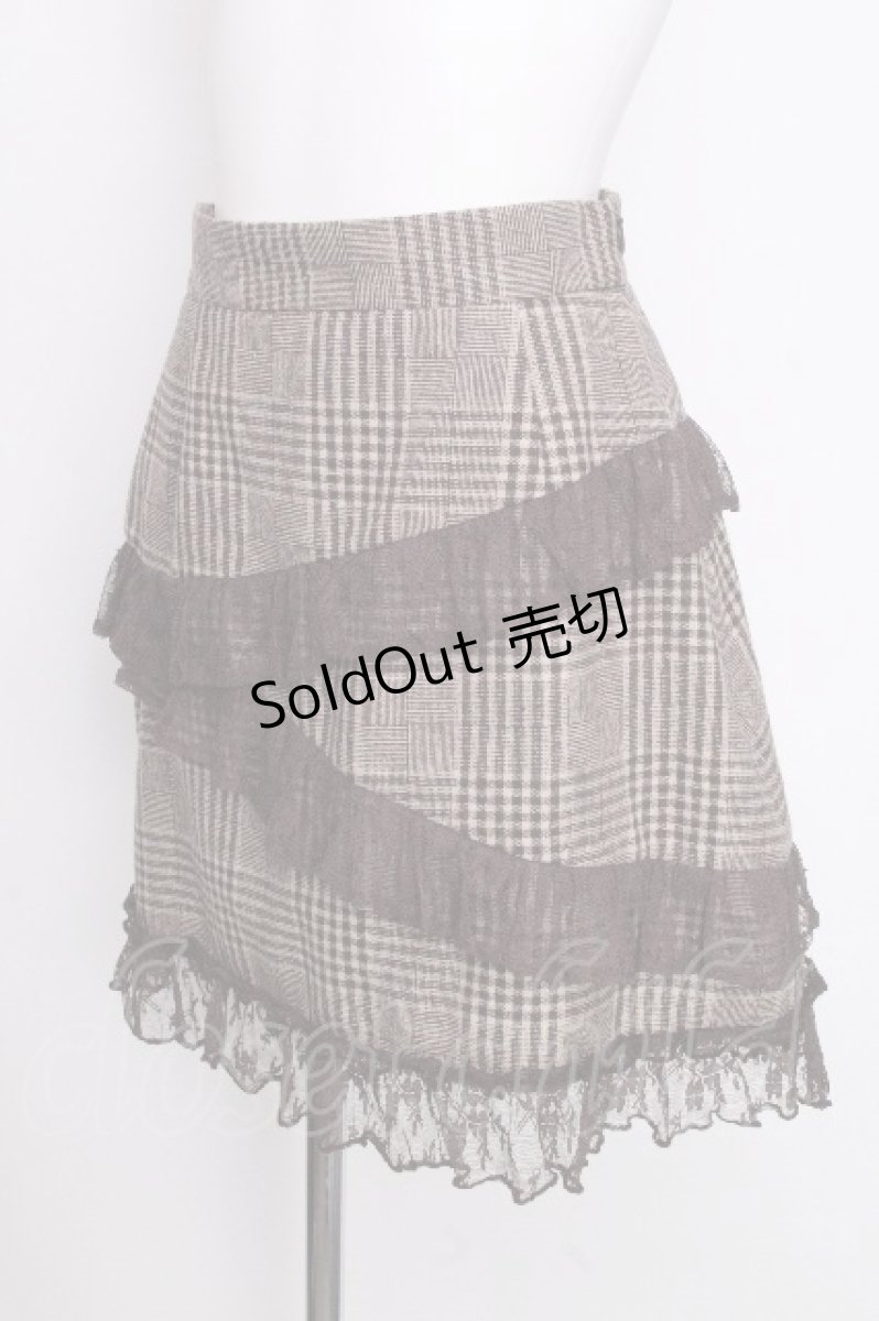 画像3: Ank Rouge / チェックレーススカート  ブラウン S-26-09-08-044-CA-SK-HR-ZS (3)