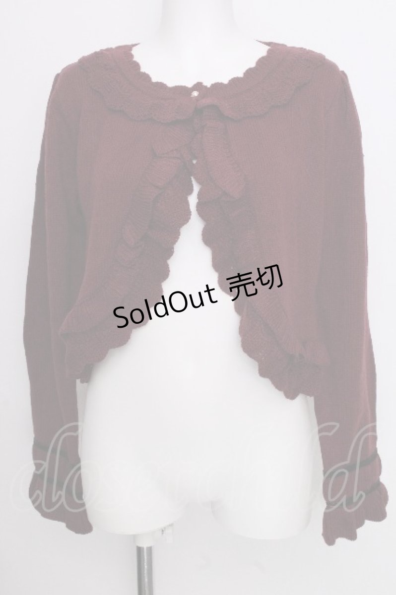 画像1: axes femme / フリルニットボレロ  ワイン S-26-09-08-010-AX-TO-AS-ZS (1)