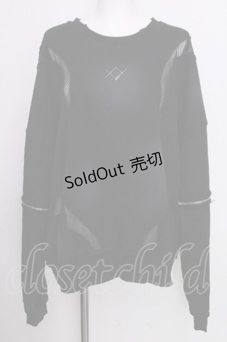 画像1: REFLEM / メッシュラインルーズスウェット  黒 S-26-09-08-021-PU-TO-HR-ZS (1)