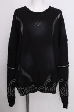 画像1: REFLEM / メッシュラインルーズスウェット  黒 S-26-09-08-021-PU-TO-HR-ZS (1)