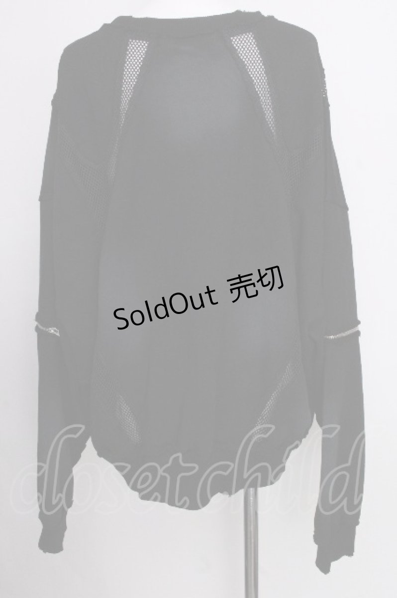 画像2: REFLEM / メッシュラインルーズスウェット  黒 S-26-09-08-021-PU-TO-HR-ZS (2)