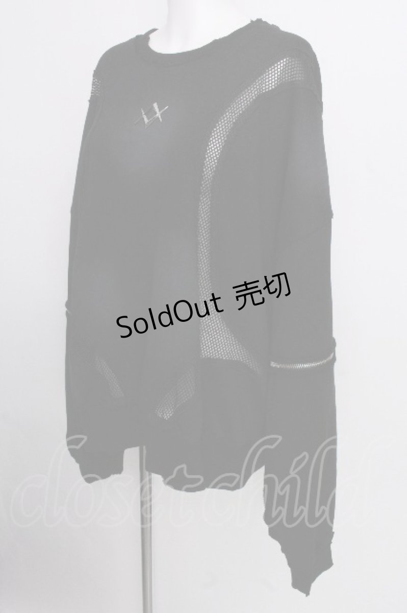 画像3: REFLEM / メッシュラインルーズスウェット  黒 S-26-09-08-021-PU-TO-HR-ZS (3)