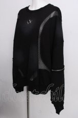 画像3: REFLEM / メッシュラインルーズスウェット  黒 S-26-09-08-021-PU-TO-HR-ZS (3)