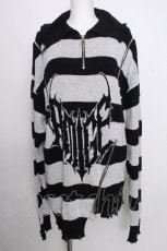 画像1: Amilige / ロゴボーダー変形ZIPニット  黒×白 S-26-09-08-022-PU-TO-TE-ZS (1)