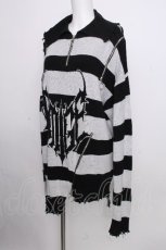 画像3: Amilige / ロゴボーダー変形ZIPニット  黒×白 S-26-09-08-022-PU-TO-TE-ZS (3)