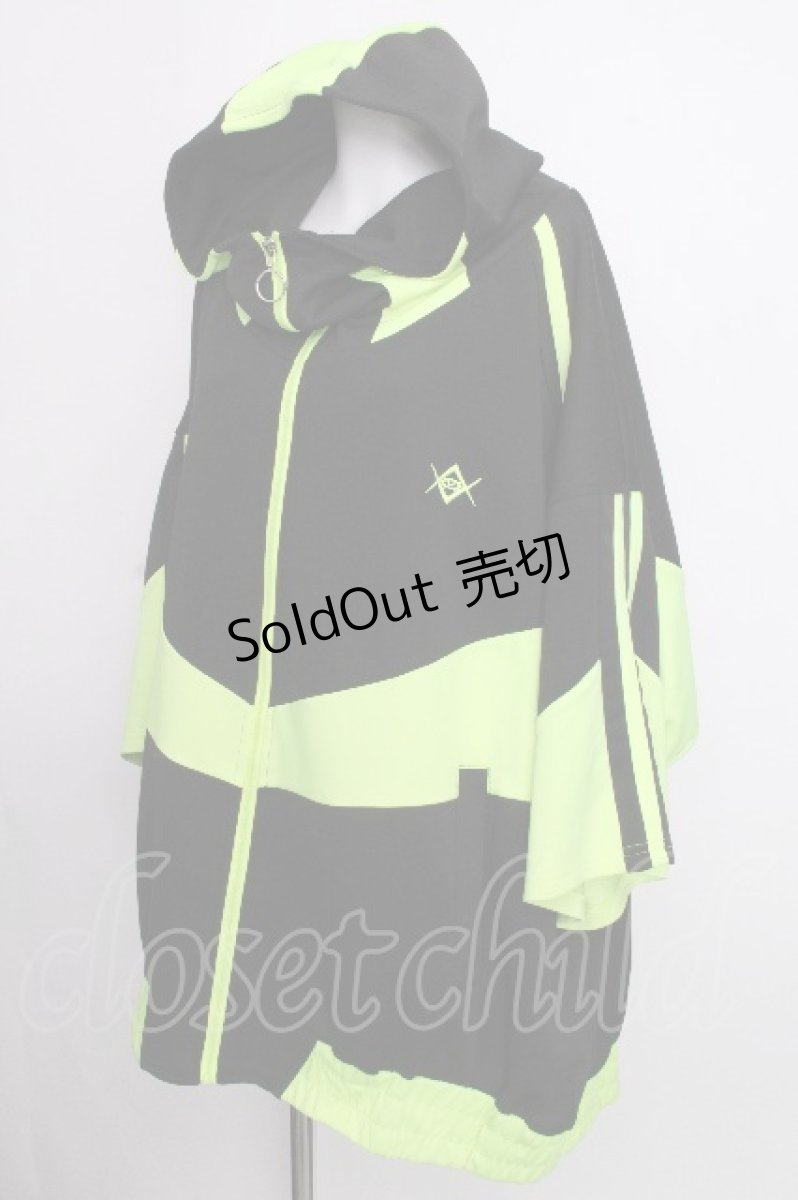 画像3: REFLEM / ライン切替ジャージハーフスリーブパーカー  黒ｘグリーン S-26-09-08-029-PU-TO-HR-ZS (3)