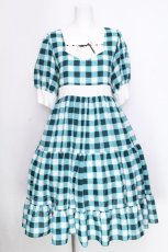 画像1: HirokoTokumine / ギンガムワンピース  グリーン S-26-09-09-042-LO-OP-AS-ZS (1)