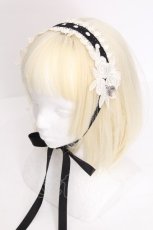 画像1: MIHO MATSUDA / 薔薇レースヘッドドレス  黒ｘ白 S-26-09-09-007-GO-AC-HR-ZS (1)