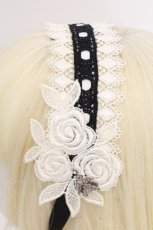 画像2: MIHO MATSUDA / 薔薇レースヘッドドレス  黒ｘ白 S-26-09-09-007-GO-AC-HR-ZS (2)
