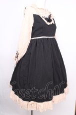 画像3: 中国ロリータ / ヨーク切替ワンピース  黒ｘオフ S-26-09-09-050-LO-OP-AS-ZS (3)