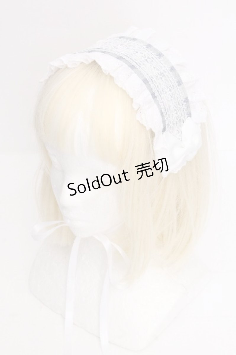 画像1: LOLITA / チェックヘッドドレス  サックス S-26-09-09-002-LO-AC-AS-ZS (1)