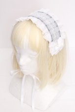画像1: LOLITA / チェックヘッドドレス  サックス S-26-09-09-002-LO-AC-AS-ZS (1)