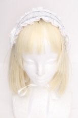 画像2: LOLITA / チェックヘッドドレス  サックス S-26-09-09-002-LO-AC-AS-ZS (2)