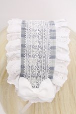 画像3: LOLITA / チェックヘッドドレス  サックス S-26-09-09-002-LO-AC-AS-ZS (3)