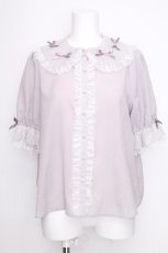 画像1: axes femme kawaii / プチリボン半袖ブラウス  グレー S-26-09-09-022-AX-BL-HR-ZS (1)
